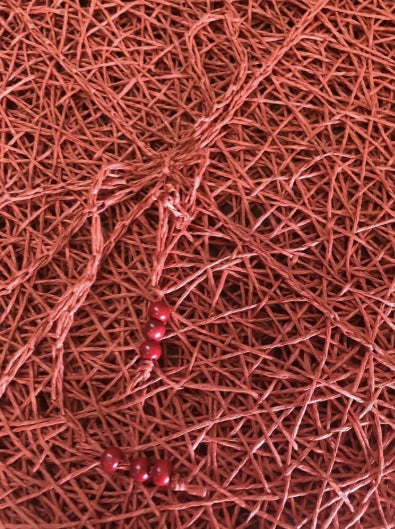 Table Placemat Square Set of 4 Red Cord 15”x 15”